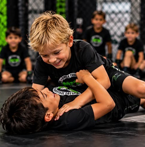 Kinderen tijdens een MMA training